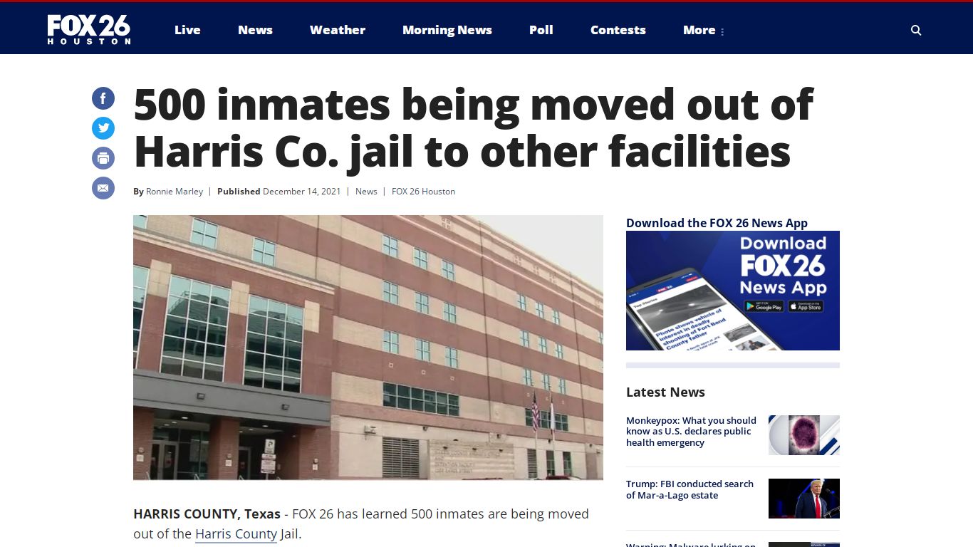 500 inmates being moved out of Harris Co. jail to other ...